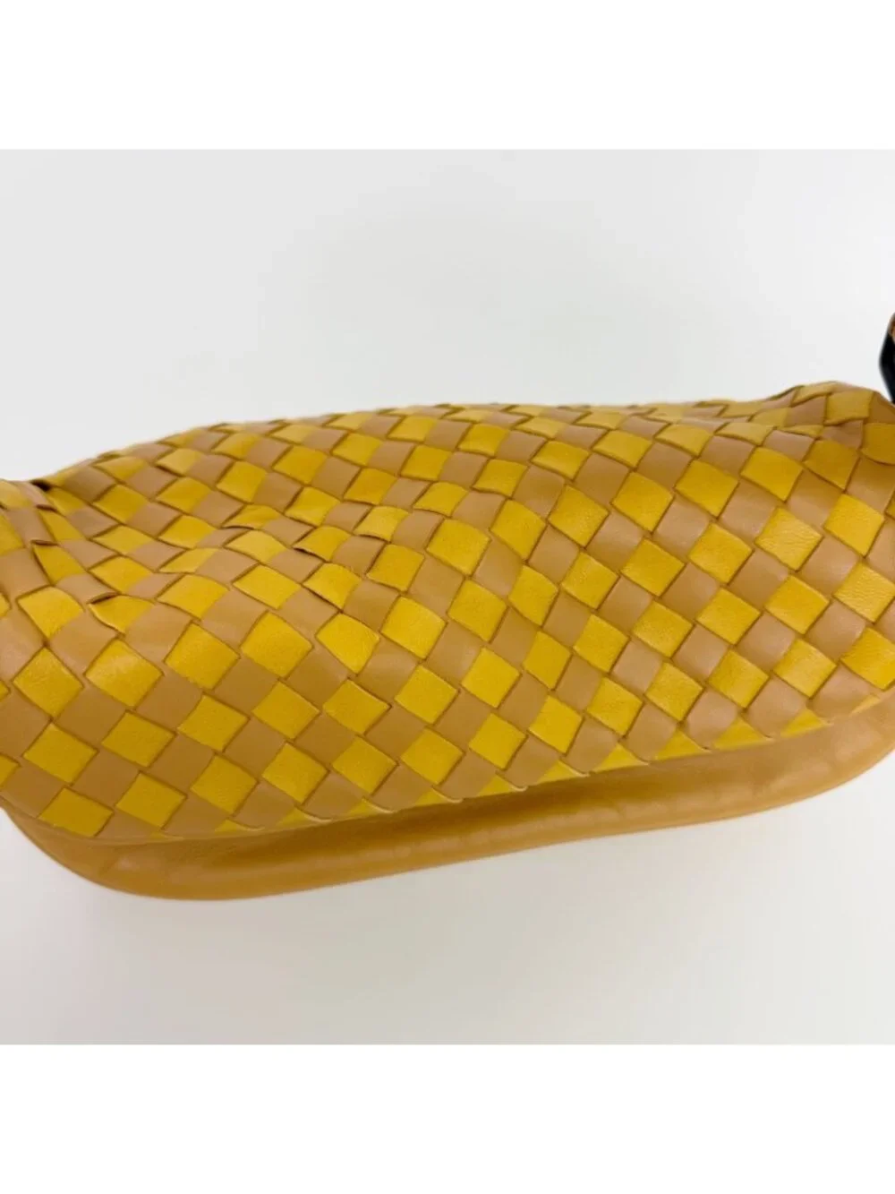 Bottega Veneta Intrecciato Flap Shoulder Bag Leather Yellow Camel Vintage